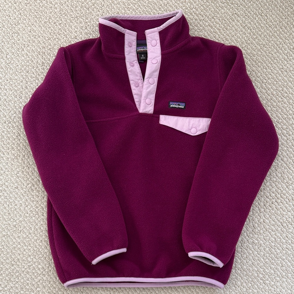 Girls Patagonia Deep Purple Fleece Synchilla Pullover Size M (10)
